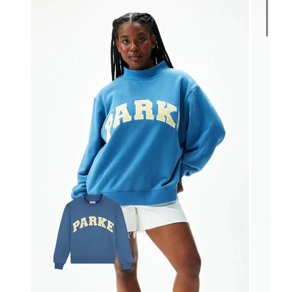 Parke Tops - Parke SOLD OUT Summer Blue Oversized Mock Neck Sweatshirt and Pouch Set L/XL